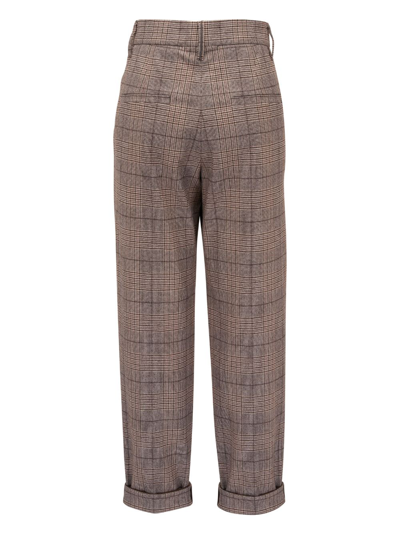 Shop Brunello Cucinelli Tailored Check-pattern Trousers In Brown