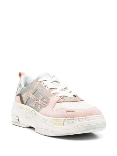 Shop Premiata Drake Logo-patch Sneakers In Pink