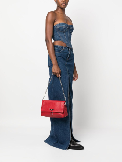 Zadig & Voltaire Rocky Leather Crossbody Bag In Red