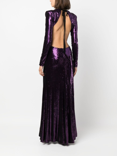 Shop Philosophy Di Lorenzo Serafini Sequined Open-back Dress In Purple