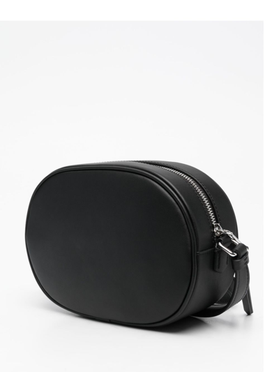 Shop Karl Lagerfeld Logo Plaque Oval-shaped Crossbody Bag In Black