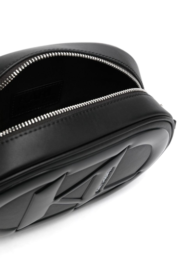 Shop Karl Lagerfeld Logo Plaque Oval-shaped Crossbody Bag In Black