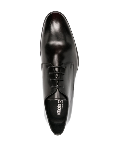 Shop Roberto Cavalli Logo Plaque Leather Derby Shoes In 05051