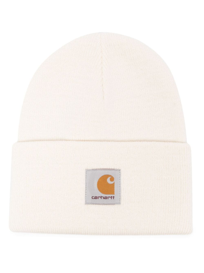 Shop Carhartt Logo-patch Knit Beanie In Neutrals