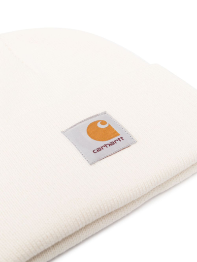 Shop Carhartt Logo-patch Knit Beanie In Neutrals