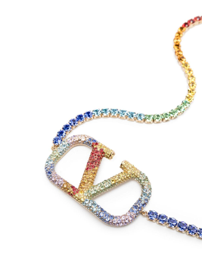 Valentino Rhinestone-embellished Gold Chain Belt In Blue