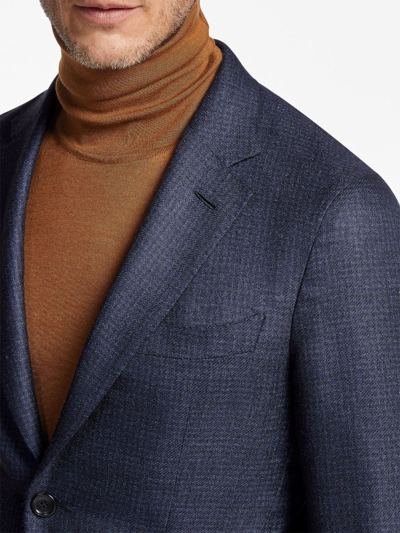 Shop Zegna Single-breasted Cashmere-silk Jacket In Blue