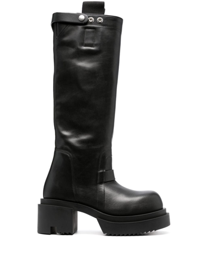 Shop Rick Owens 80mm Polished-leather Knee-high Boots In Black