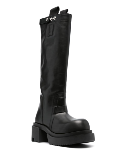 Shop Rick Owens 80mm Polished-leather Knee-high Boots In Black