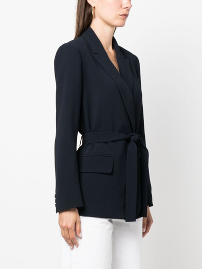 Shop Claudie Pierlot Double-breasted Belted Blazer In Blue
