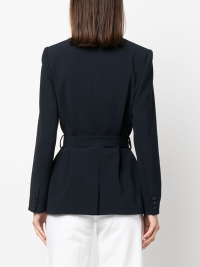 Shop Claudie Pierlot Double-breasted Belted Blazer In Blue