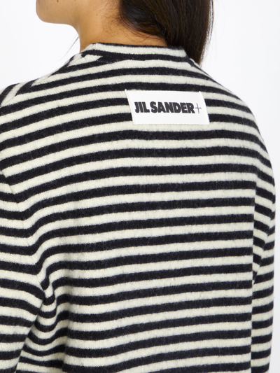 Shop Jil Sander Striped Wool Jumper In White