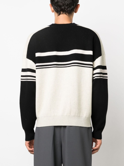 Shop Isabel Marant Intarsia Knit-logo Stripe-detail Jumper In Black