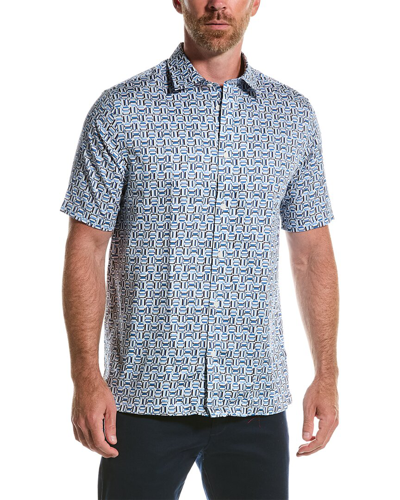 Shop Ted Baker Astun Stretch Geo Woven Shirt In Blue