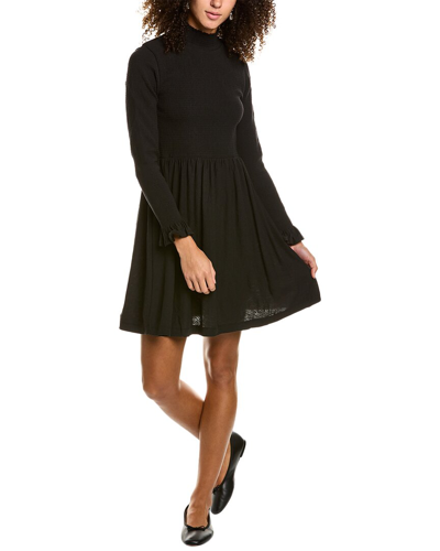 Shop Nation Ltd Zuri Smocked Turtleneck Mini Dress In Black