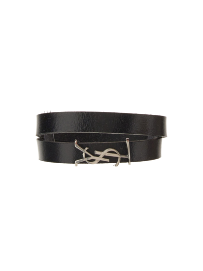 Shop Saint Laurent Opyum Double Lap Bracelet In Black
