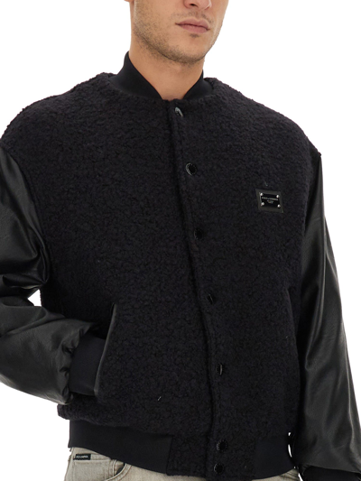 Shop Dolce & Gabbana Bouclé Wool Jacket In Nero