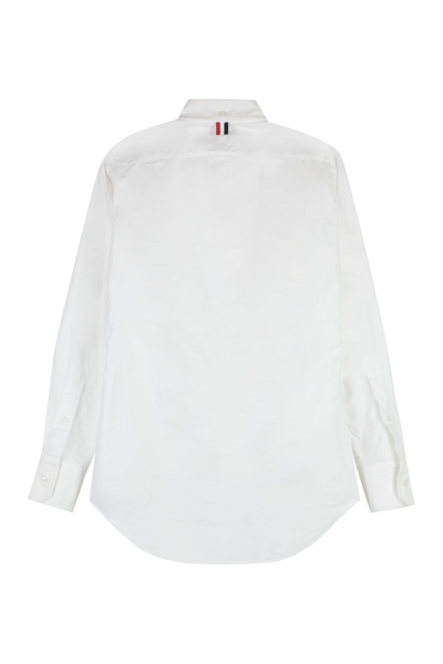 Shop Thom Browne Button-down Collar Cotton Shirt In White