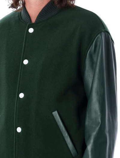 Shop Marni Varsity Bomber Jacket In Green