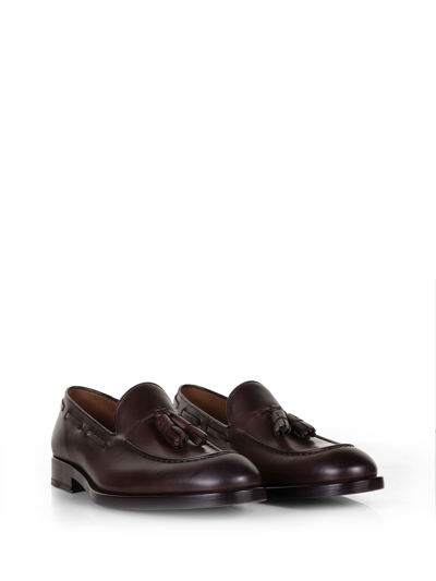 Shop Fratelli Rossetti Leather Loafers With Tassels In Mogano