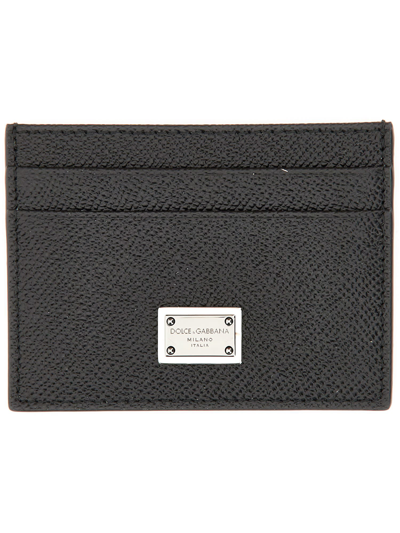 Shop Dolce & Gabbana Leather Card Holder In Nero