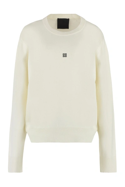 Shop Givenchy Logo Crew-neck Sweater In Panna