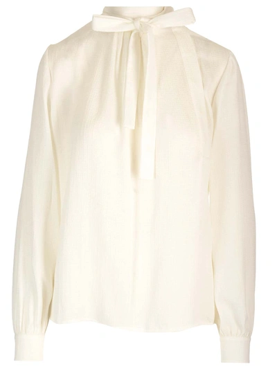 Shop Givenchy Silk Shirt With Lavallière Collar In White