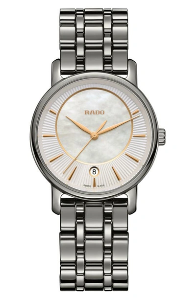Shop Rado Diamaster Bracelet Watch, 33mm In Titanium/mop/titanium