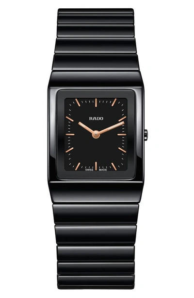 Rado Ceramica Diamond Bracelet Watch, 22.9mm X 31.7mm In Black