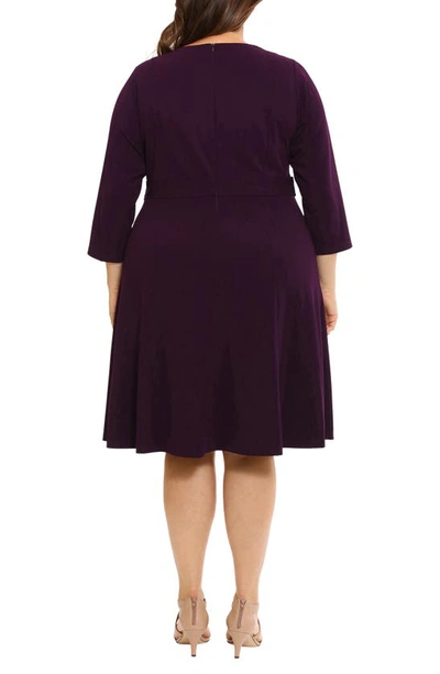 London Times Long Sleeve Seamed Midi Dress In Luxe Plum