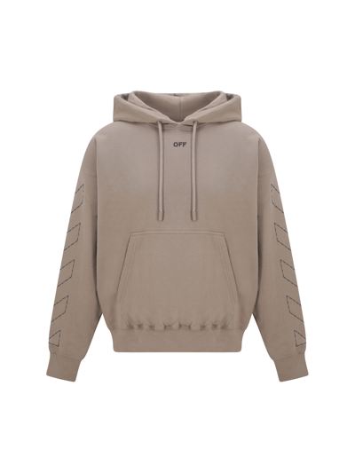 Off-white Off White Off Stitch Skate Hoodie In Beige Blac