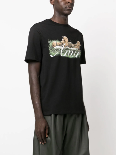 Shop Amiri T-shirt Cheetah Con Stampa In Black