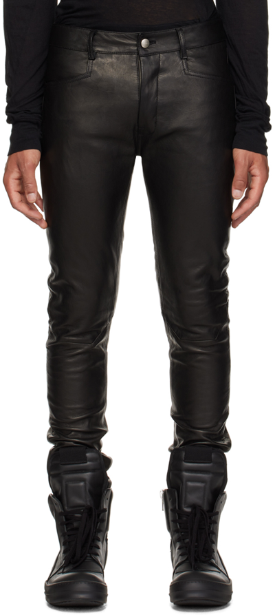 Shop Rick Owens Black Tyrone Leather Pants In 09 Black