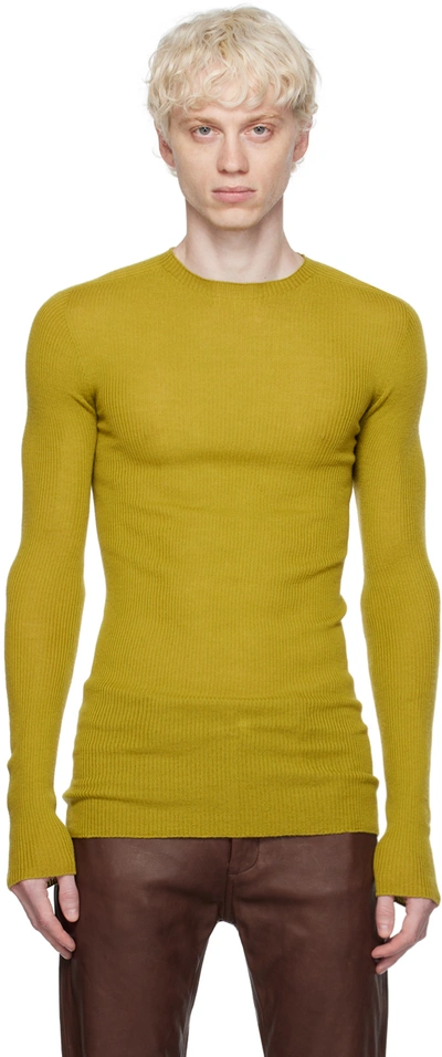 Shop Rick Owens Yellow Rib Sweater In 32 Acid