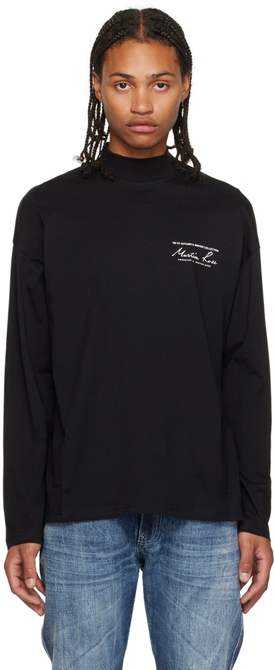 Shop Martine Rose Black Printed Long Sleeve T-shirt