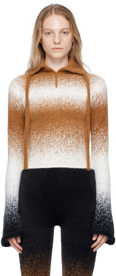 Shop Ottolinger White & Brown Gradient Sweater In White/cappacino/blk