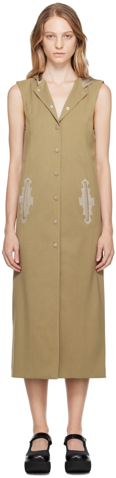 Shop Open Yy Beige Zip Hood Midi Dress