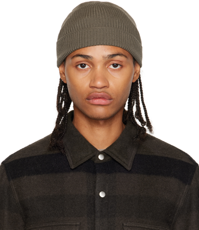 Shop Rick Owens Gray Ribbed Beanie In 34 Dust