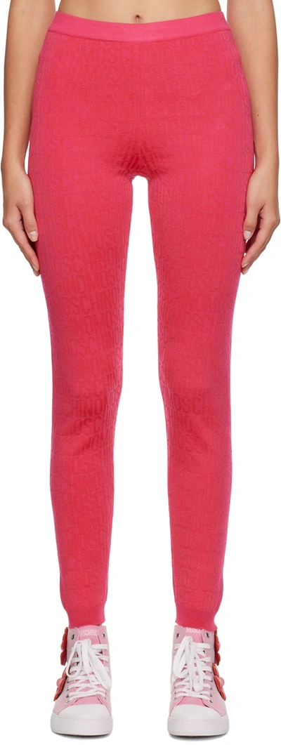 Shop Moschino Pink All Over Leggings In A1217 Fp Fucsia