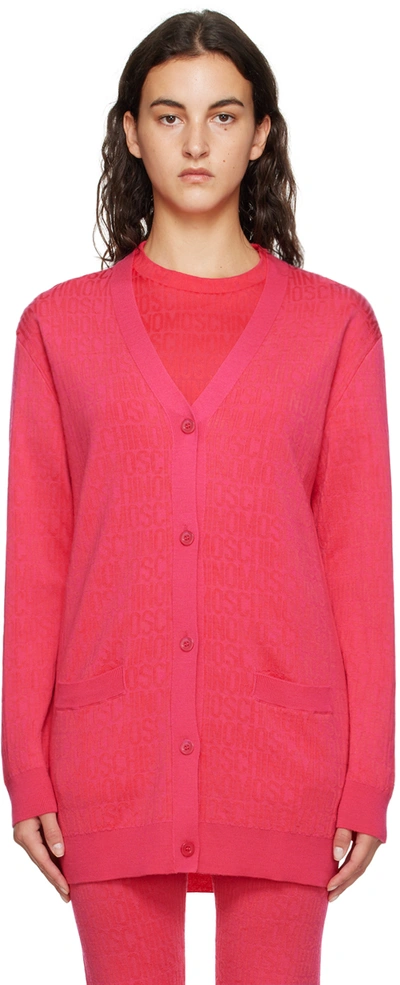 Shop Moschino Pink Y-neck Cardigan In A1217 Fp Fucsia