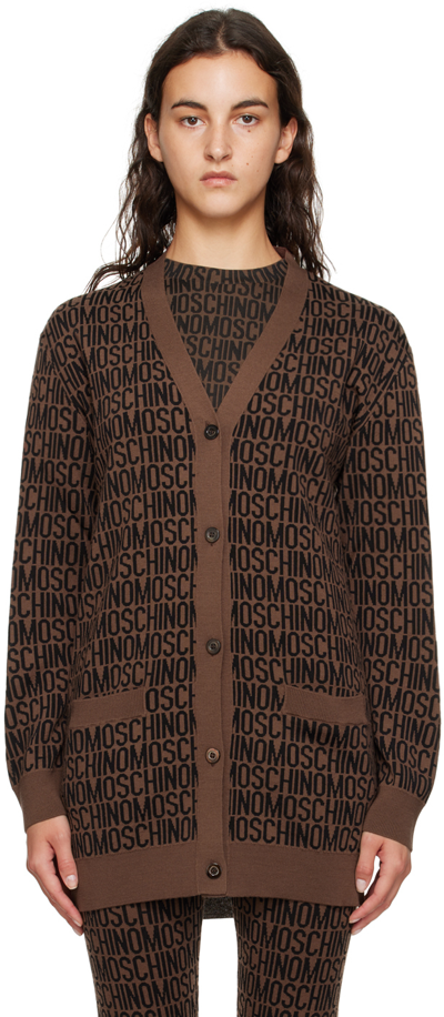 Shop Moschino Brown Y-neck Cardigan In A1103 Fp Brown