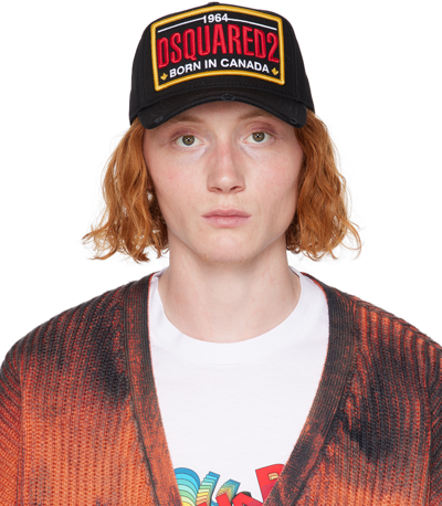 Shop Dsquared2 Black Embroidered Cap In 2124