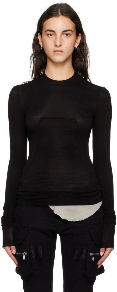 Shop Rick Owens Black Semi-sheer Long Sleeve T-shirt In 09 Black