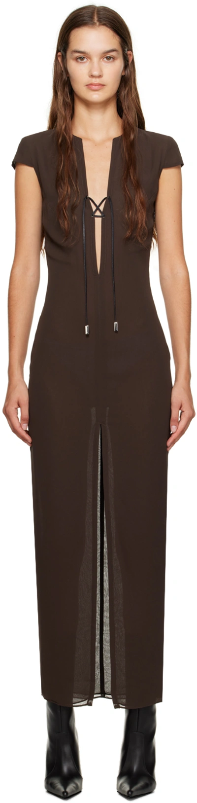 Shop 16arlington Brown Seer Maxi Dress In Bitter Chocolate