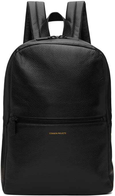 Shop Common Projects Black Textured Simple Backpack In 7001 Black Textured