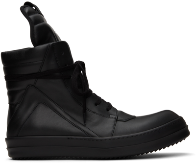Shop Rick Owens Black Geobasket Sneakers In 999 Black/black/blac