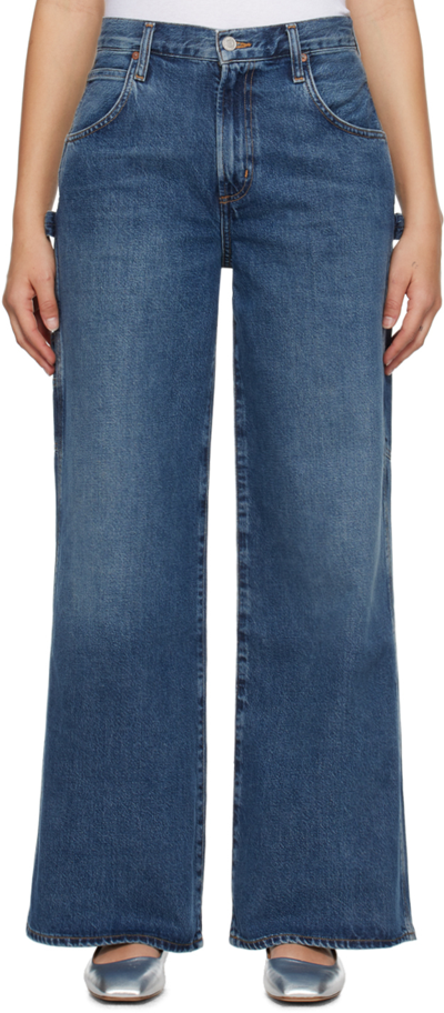 Shop Agolde Blue Magda Jeans In Darkness
