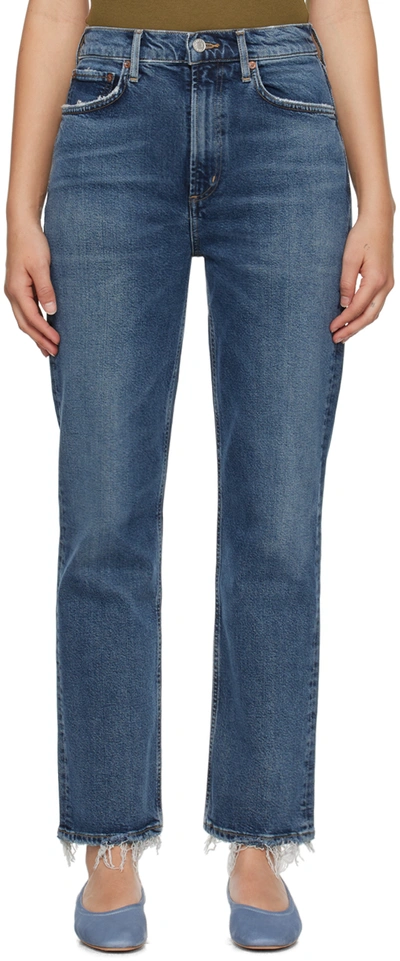 Shop Agolde Blue Stovepipe Jeans In Captivate