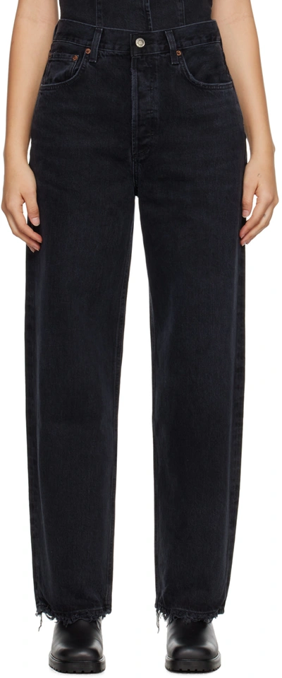 Agolde Mid-rise Wide-leg Denim Trousers In Black