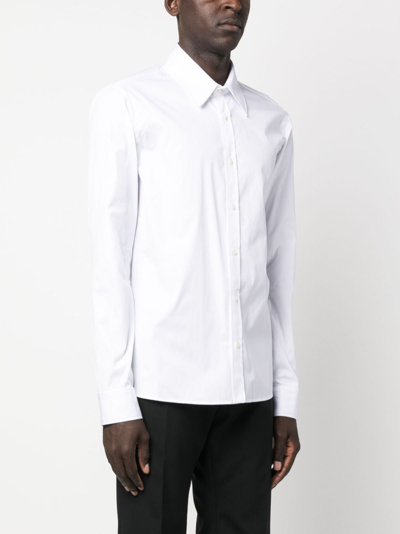 Balmain Cotton Poplin Shirt With Embroidery On The Breast Pocket In White